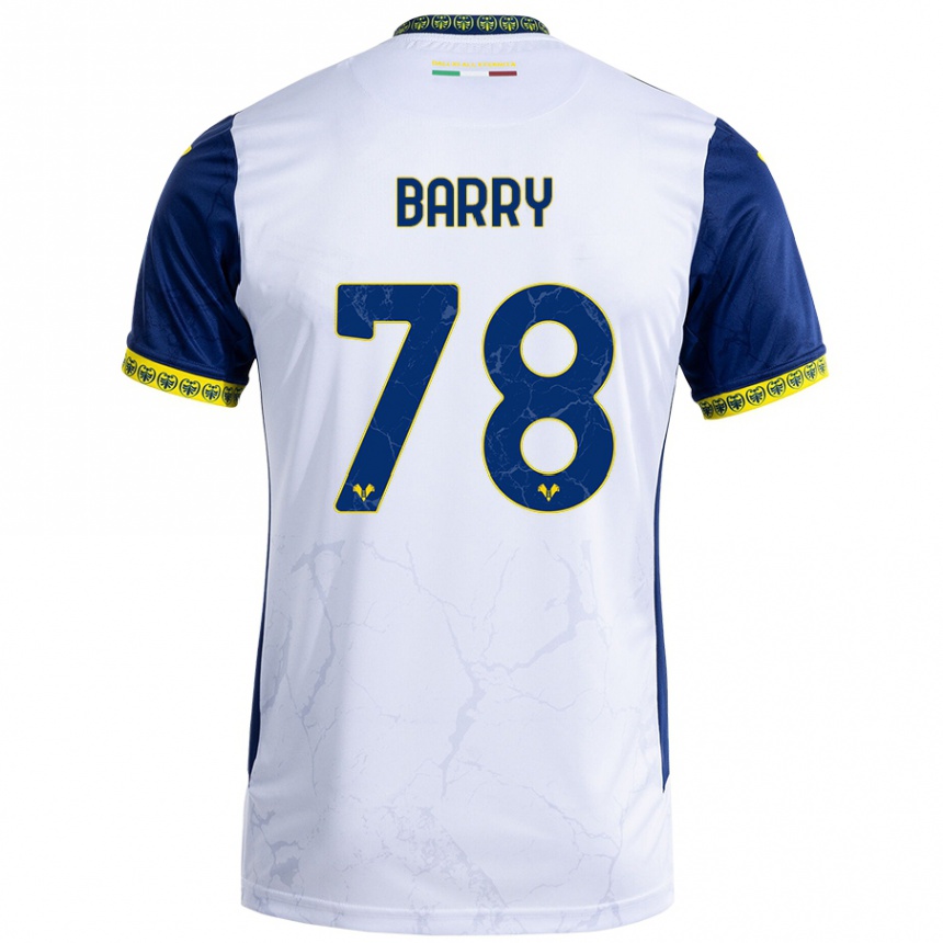 Men Football Oumar Barry #78 White Blue Away Jersey 2024/25 T-Shirt Nz