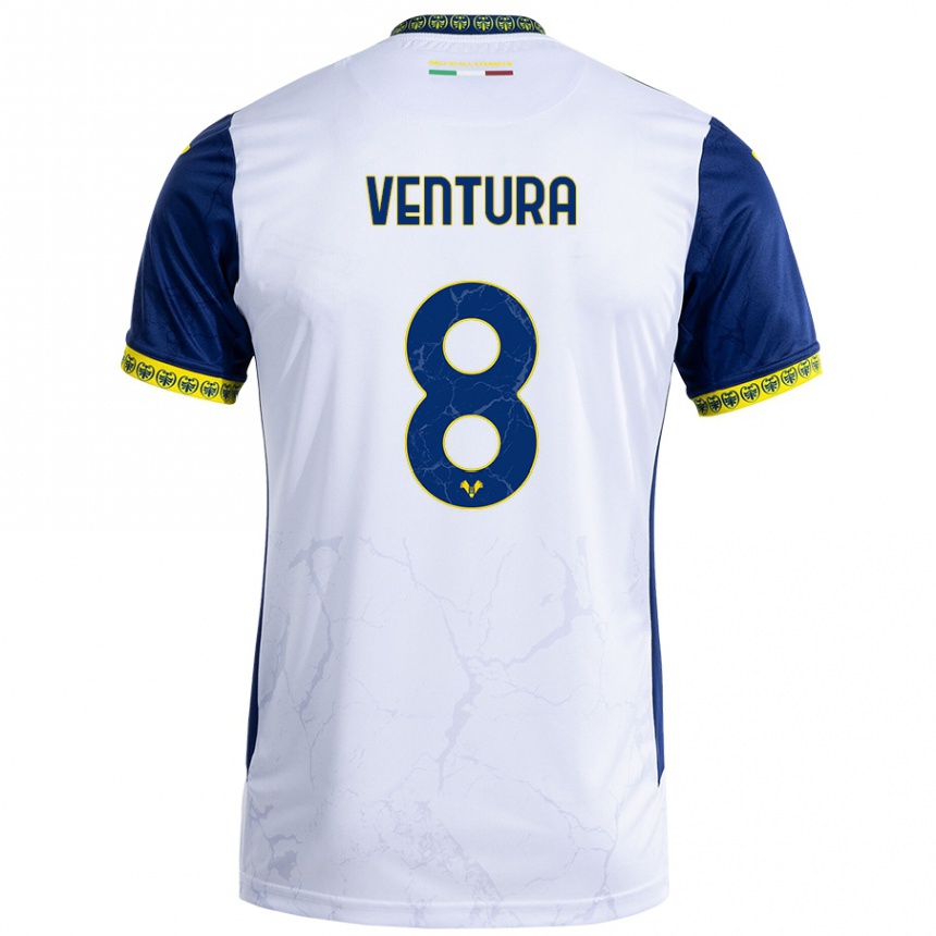 Men Football Ciro Ventura #8 White Blue Away Jersey 2024/25 T-Shirt Nz