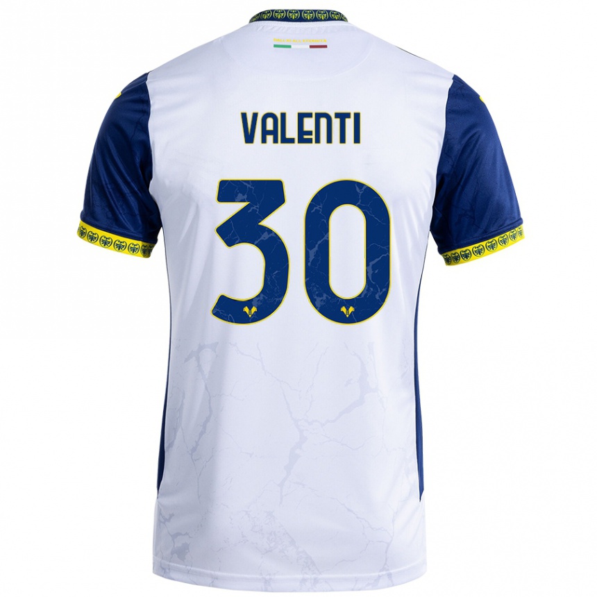 Men Football Francesco Valenti #30 White Blue Away Jersey 2024/25 T-Shirt Nz