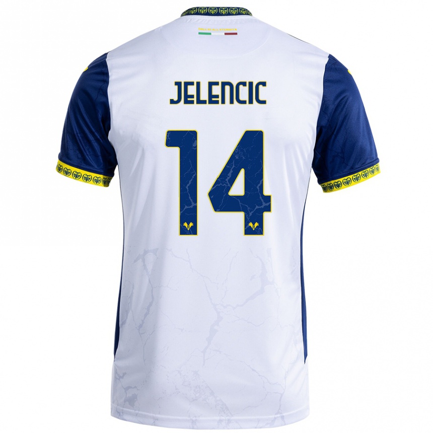 Men Football Ana Jelencic #14 White Blue Away Jersey 2024/25 T-Shirt Nz