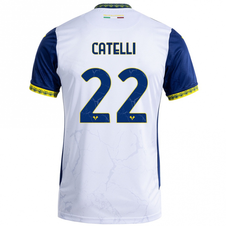 Men Football Anna Catelli #22 White Blue Away Jersey 2024/25 T-Shirt Nz