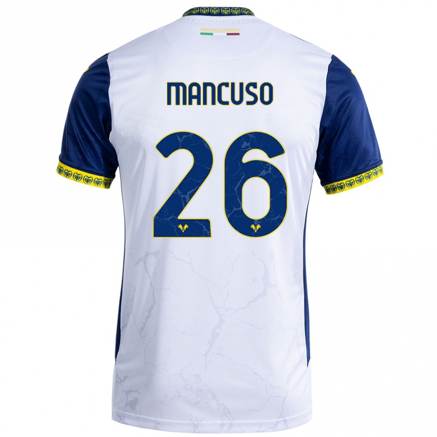 Men Football Giulia Mancuso #26 White Blue Away Jersey 2024/25 T-Shirt Nz