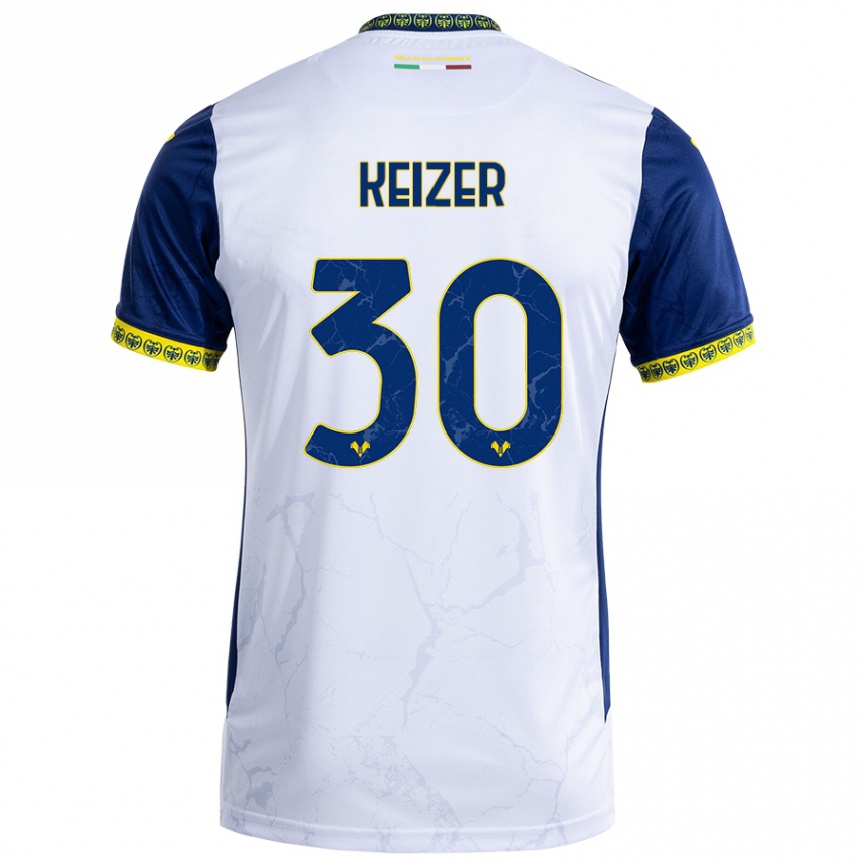 Men Football Fanny Keizer #30 White Blue Away Jersey 2024/25 T-Shirt Nz