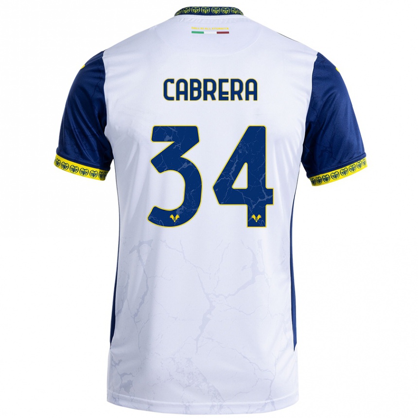 Men Football Ilena Cabrera #34 White Blue Away Jersey 2024/25 T-Shirt Nz