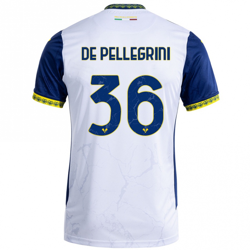 Men Football Erika De Pellegrini #36 White Blue Away Jersey 2024/25 T-Shirt Nz