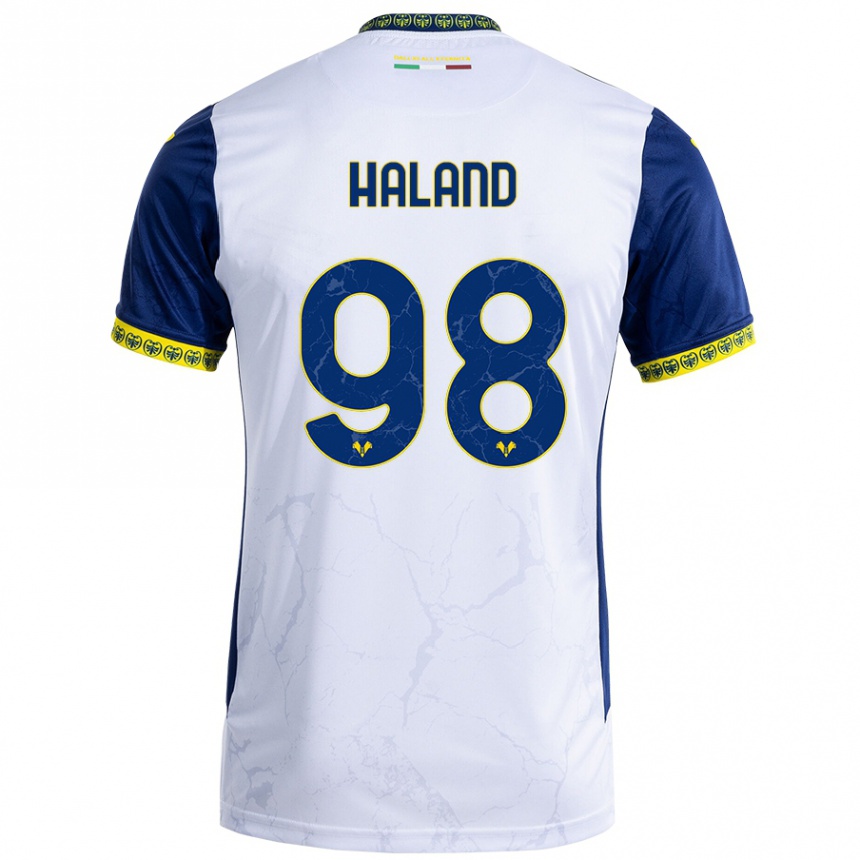 Men Football Benedicte Iversen Håland #98 White Blue Away Jersey 2024/25 T-Shirt Nz