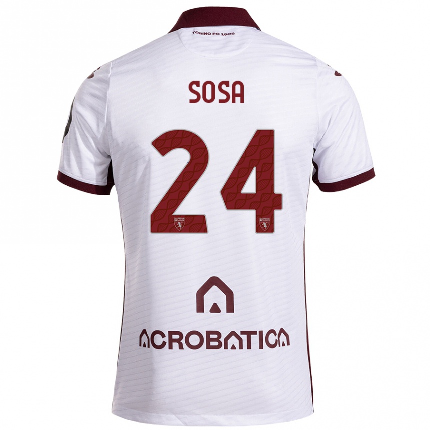 Men Football Borna Sosa #24 White Maroon Away Jersey 2024/25 T-Shirt Nz