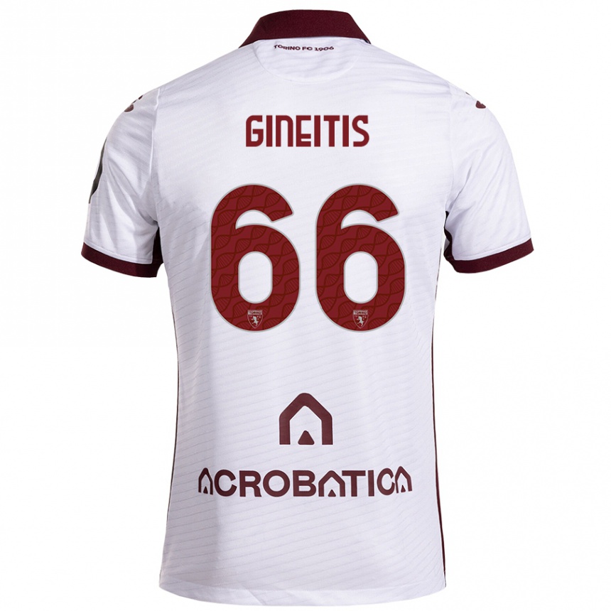 Men Football Gvidas Gineitis #66 White Maroon Away Jersey 2024/25 T-Shirt Nz