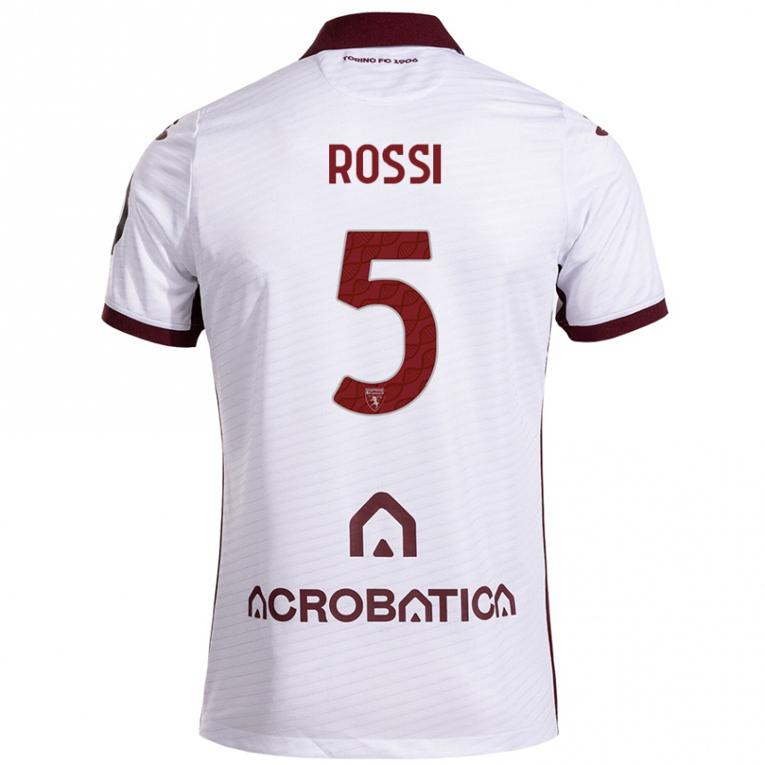 Men Football Simone Rossi #5 White Maroon Away Jersey 2024/25 T-Shirt Nz