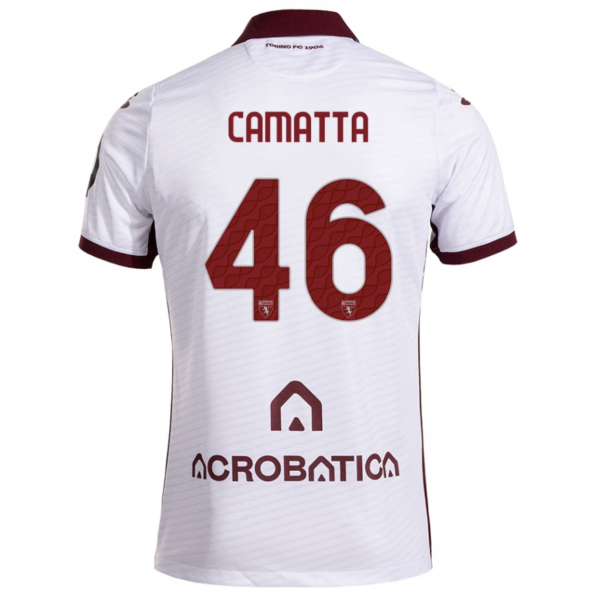 Men Football Alessandro Camatta #46 White Maroon Away Jersey 2024/25 T-Shirt Nz