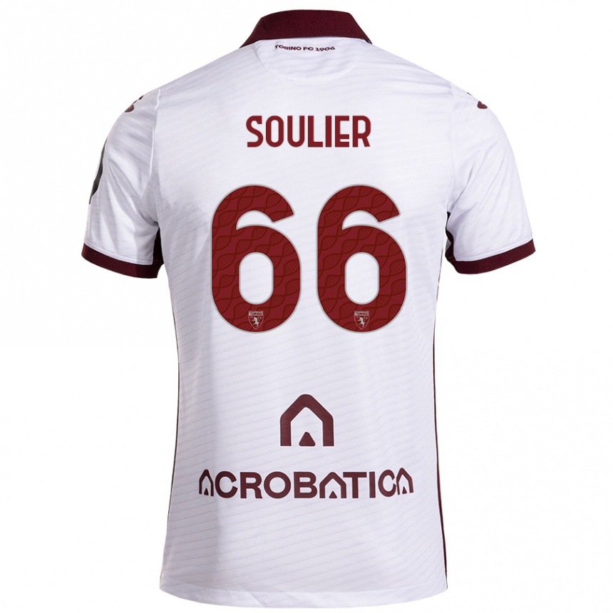 Men Football Evan Soulier #66 White Maroon Away Jersey 2024/25 T-Shirt Nz