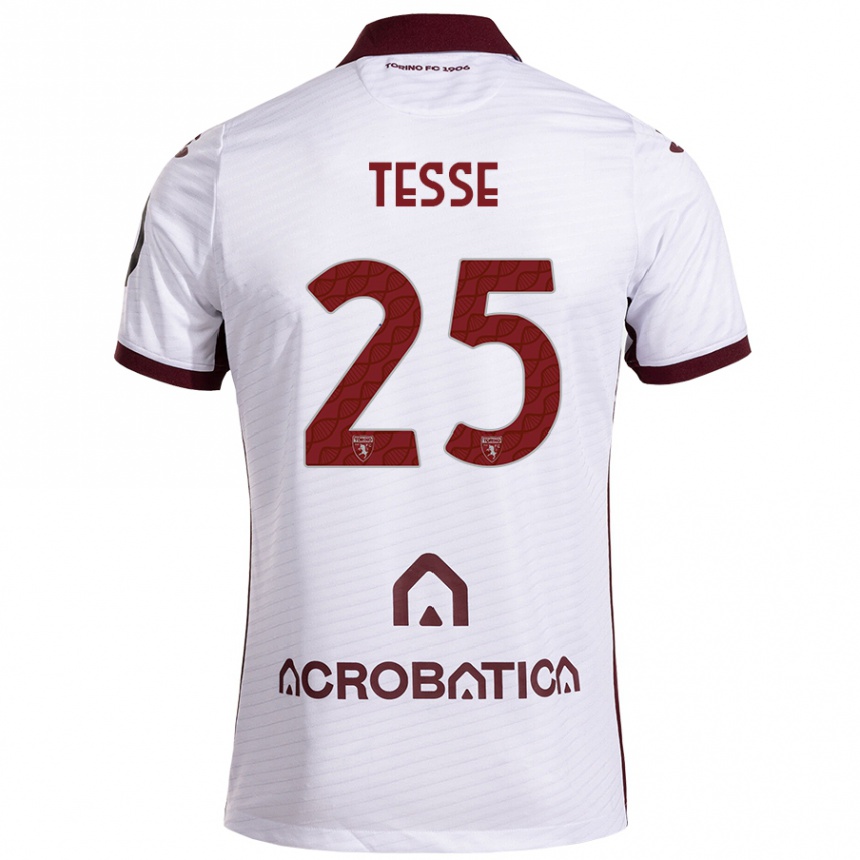 Men Football Manuela Tesse #25 White Maroon Away Jersey 2024/25 T-Shirt Nz