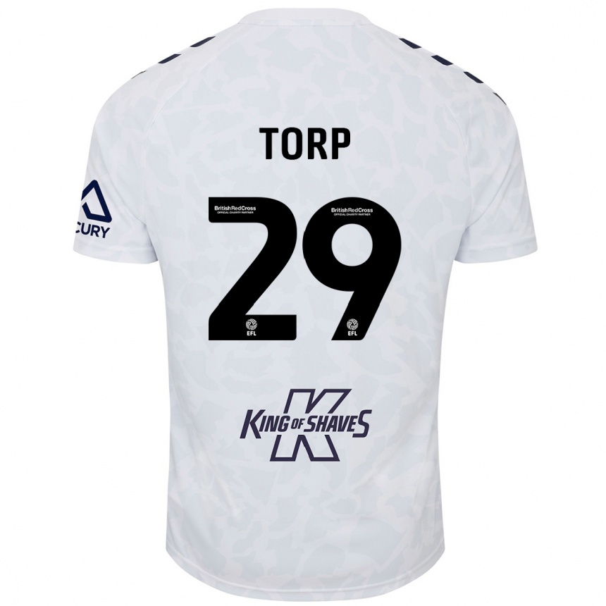 Men Football Victor Torp #29 White Away Jersey 2024/25 T-Shirt Nz