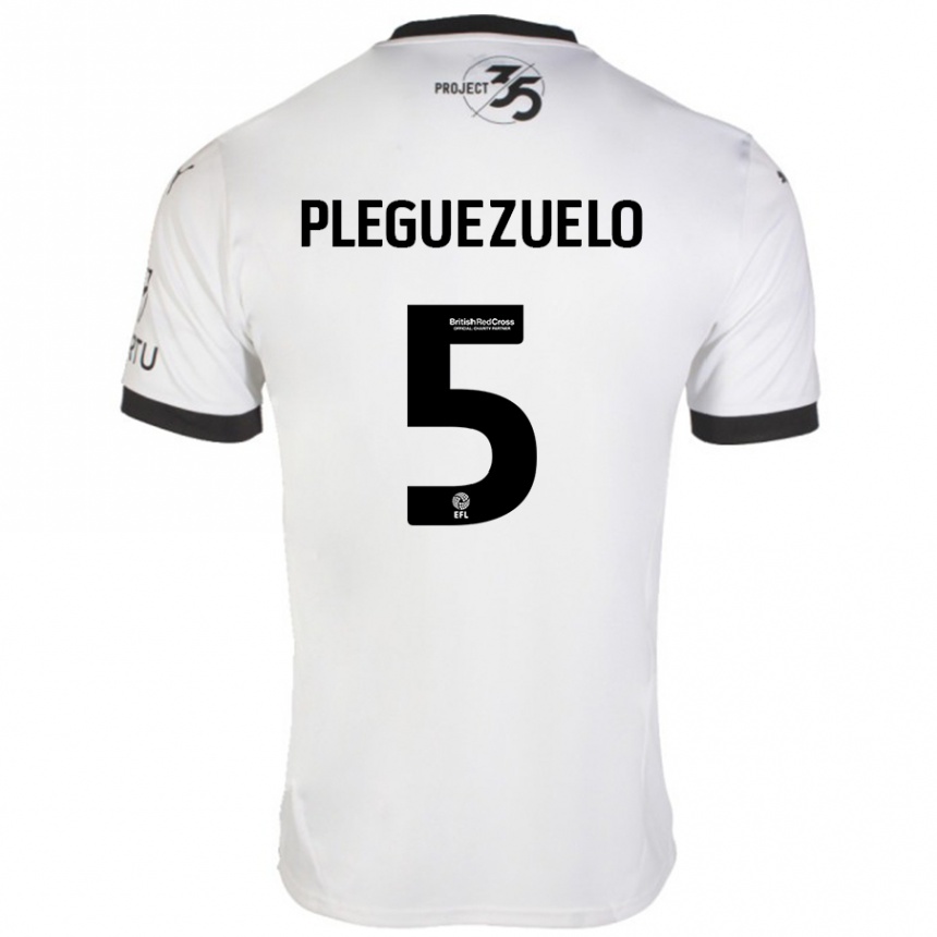 Men Football Julio Pleguezuelo #5 White Black Away Jersey 2024/25 T-Shirt Nz