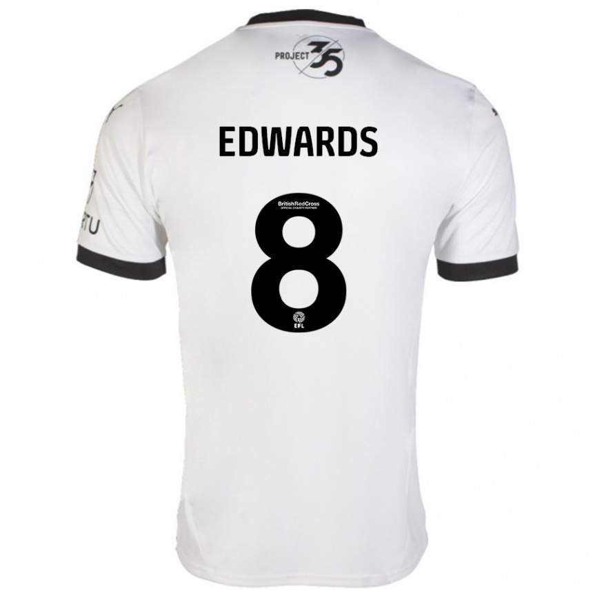 Men Football Joe Edwards #8 White Black Away Jersey 2024/25 T-Shirt Nz