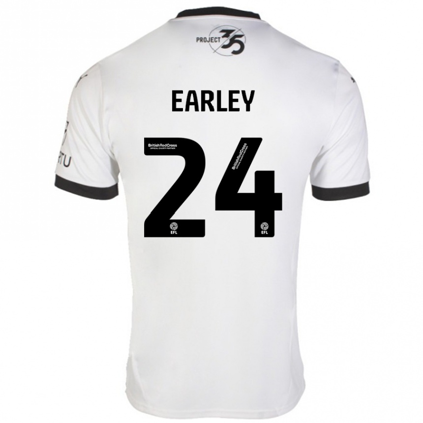 Men Football Saxon Earley #24 White Black Away Jersey 2024/25 T-Shirt Nz