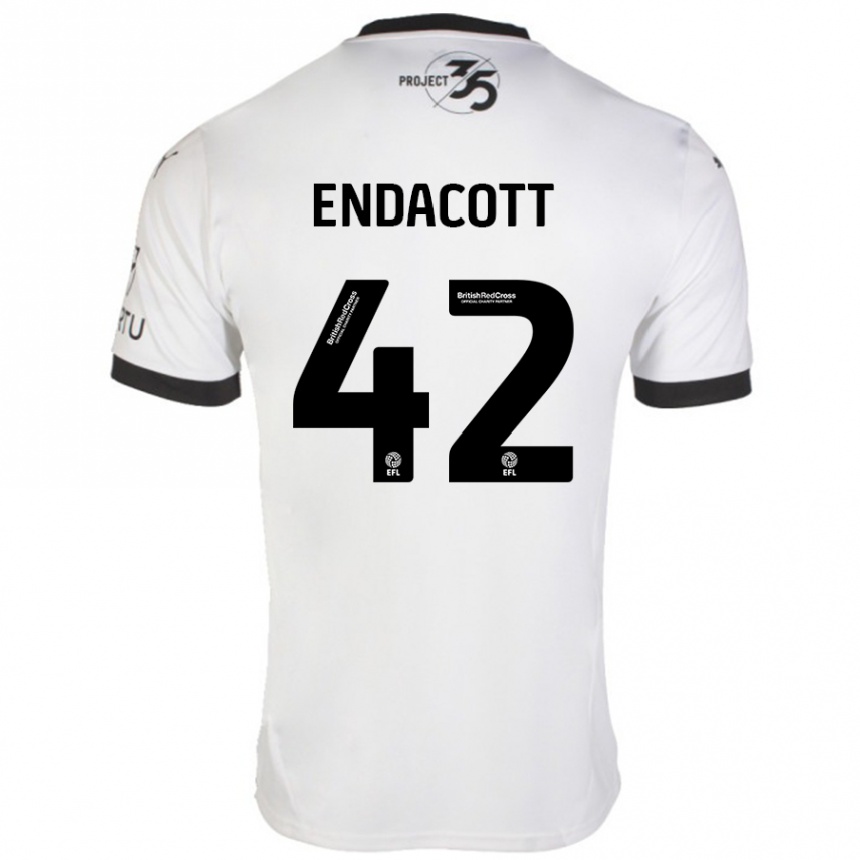 Men Football Jack Endacott #42 White Black Away Jersey 2024/25 T-Shirt Nz