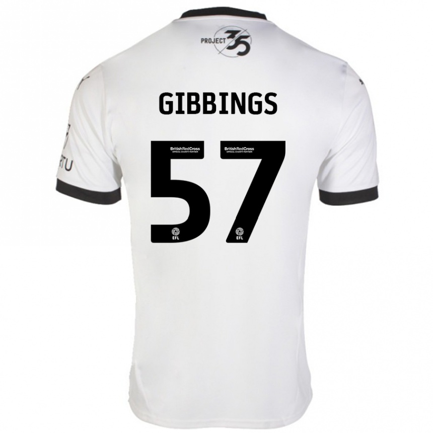 Men Football Cole Gibbings #57 White Black Away Jersey 2024/25 T-Shirt Nz