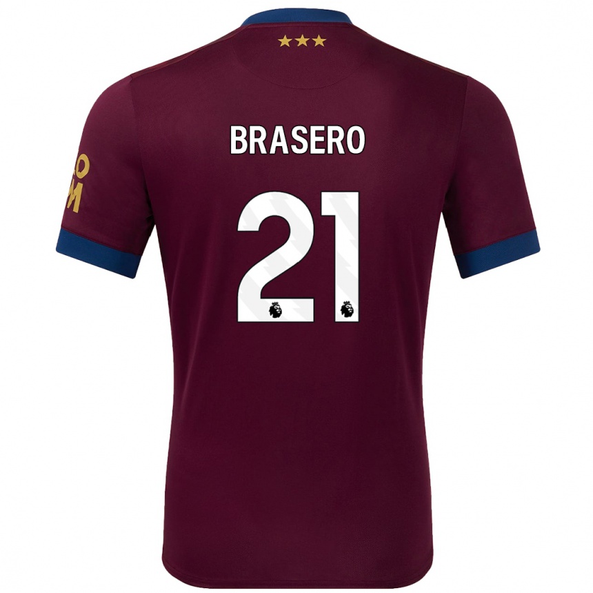 Men Football Sarah Brasero-Carreira #21 Brown Away Jersey 2024/25 T-Shirt Nz