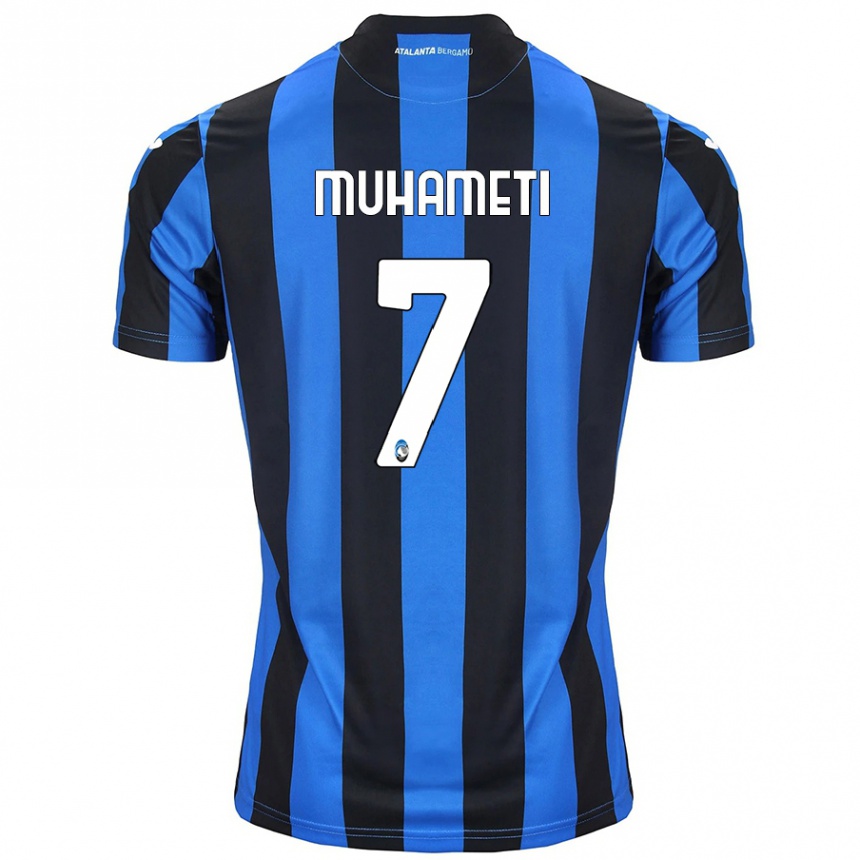 Women Football Endri Muhameti #7 Blue Black Home Jersey 2024/25 T-Shirt Nz