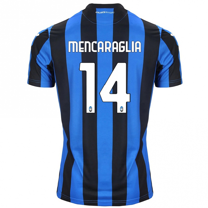 Women Football Filippo Mencaraglia #14 Blue Black Home Jersey 2024/25 T-Shirt Nz