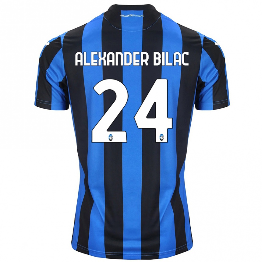 Women Football Max Alexander Bilac #24 Blue Black Home Jersey 2024/25 T-Shirt Nz