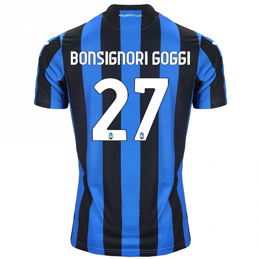 Women Football Lorenzo Bonsignori Goggi #27 Blue Black Home Jersey 2024/25 T-Shirt Nz