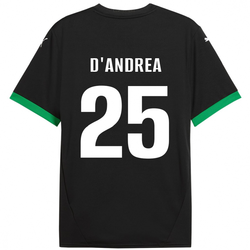 Women Football Luca D'andrea #25 Black Dark Green Home Jersey 2024/25 T-Shirt Nz