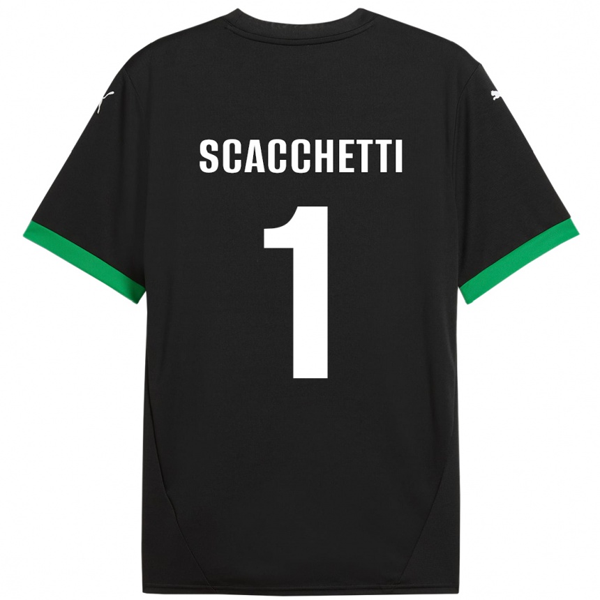 Women Football Alessandro Scacchetti #1 Black Dark Green Home Jersey 2024/25 T-Shirt Nz