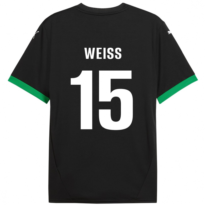 Women Football David Weiss #15 Black Dark Green Home Jersey 2024/25 T-Shirt Nz