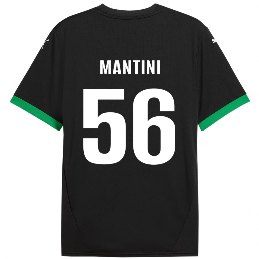 Women Football Raffaele Mantini #56 Black Dark Green Home Jersey 2024/25 T-Shirt Nz