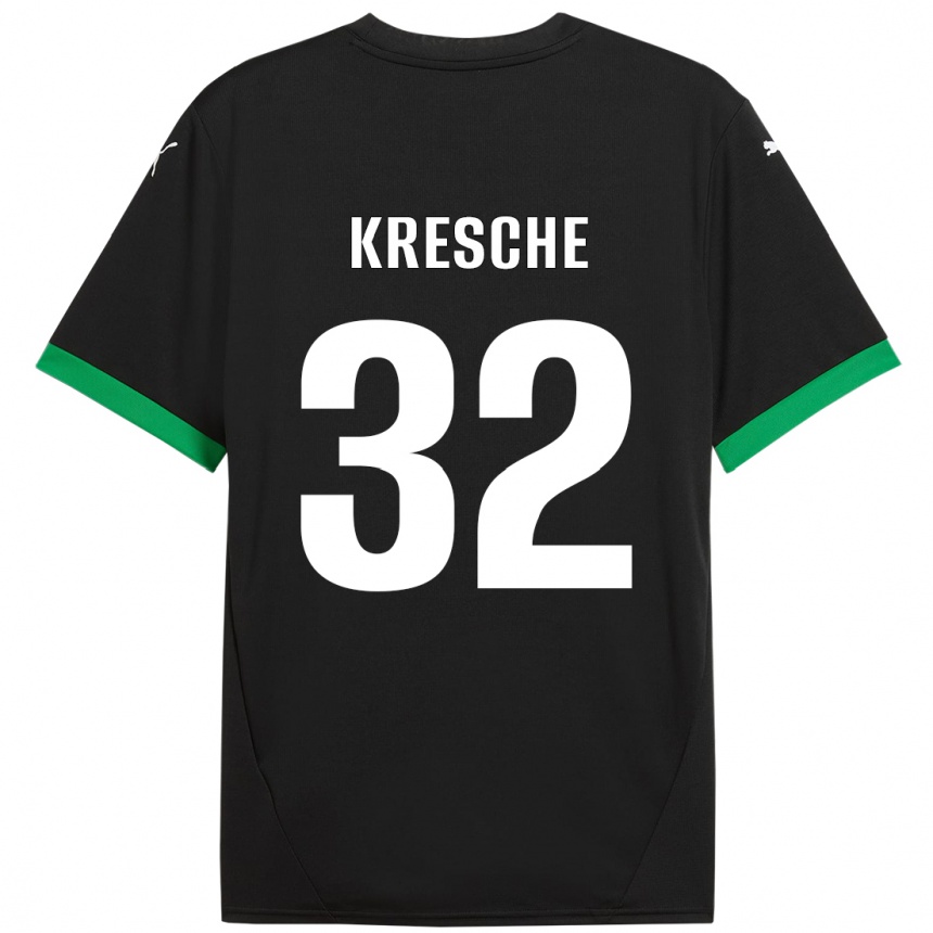 Women Football Isabella Kresche #32 Black Dark Green Home Jersey 2024/25 T-Shirt Nz