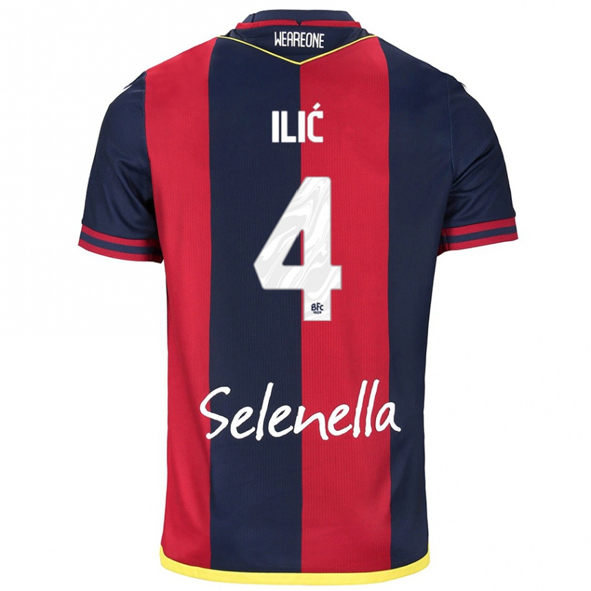 Women Football Mihajlo Ilić #4 Red Royal Blue Home Jersey 2024/25 T-Shirt Nz