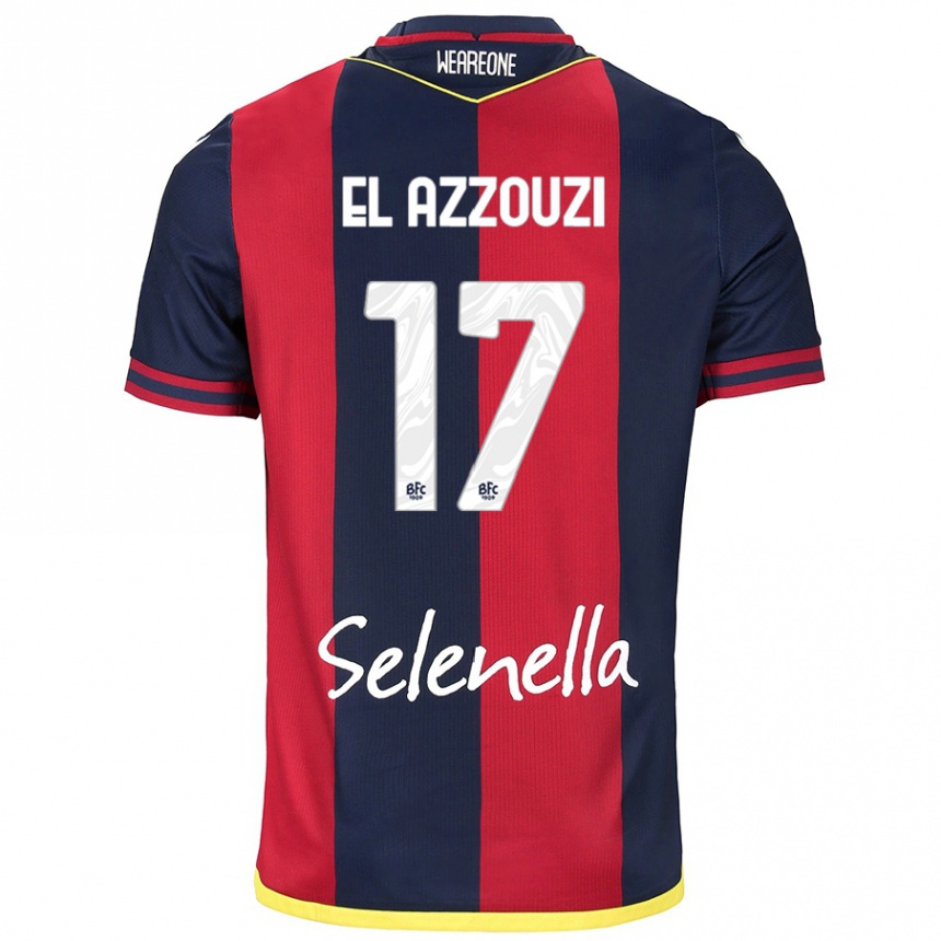 Women Football Oussama El Azzouzi #17 Red Royal Blue Home Jersey 2024/25 T-Shirt Nz