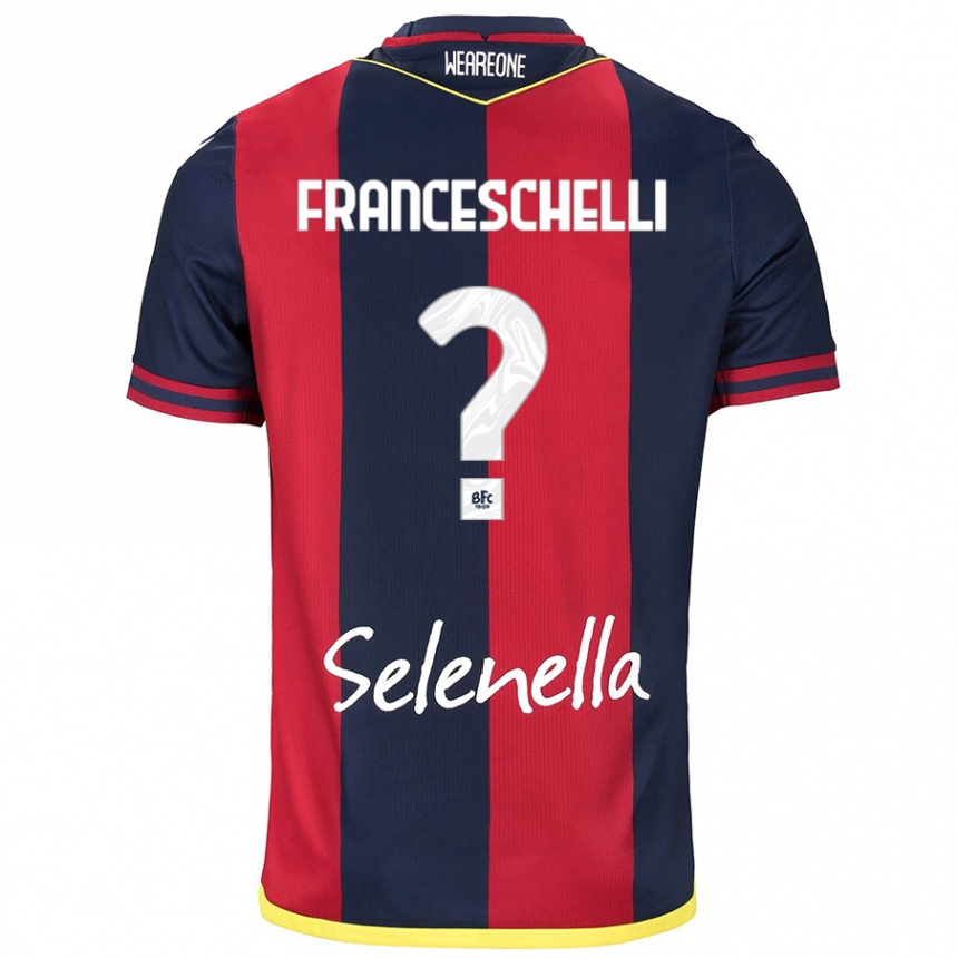 Women Football Matteo Franceschelli #0 Red Royal Blue Home Jersey 2024/25 T-Shirt Nz