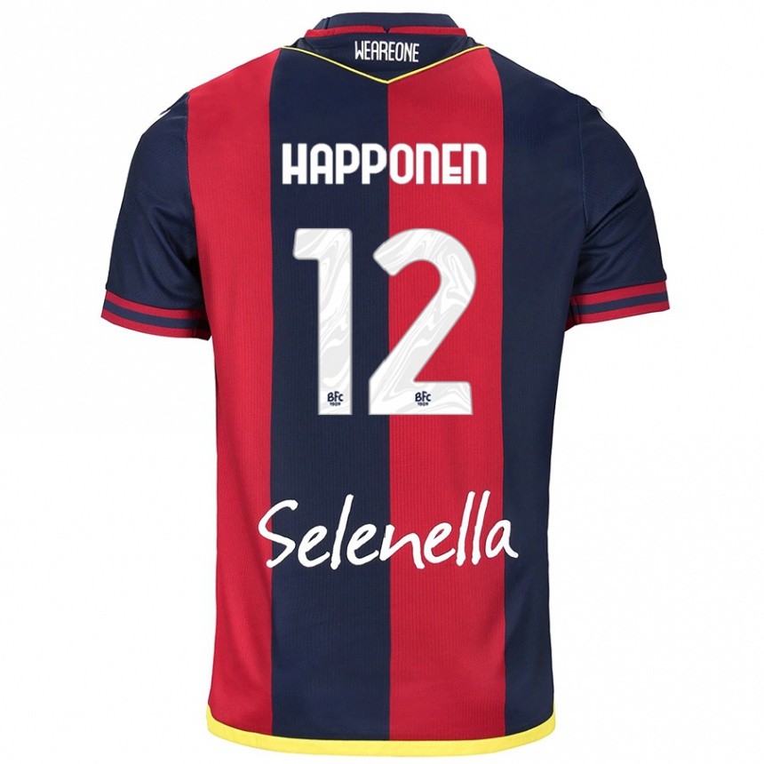 Women Football Ukko Happonen #12 Red Royal Blue Home Jersey 2024/25 T-Shirt Nz