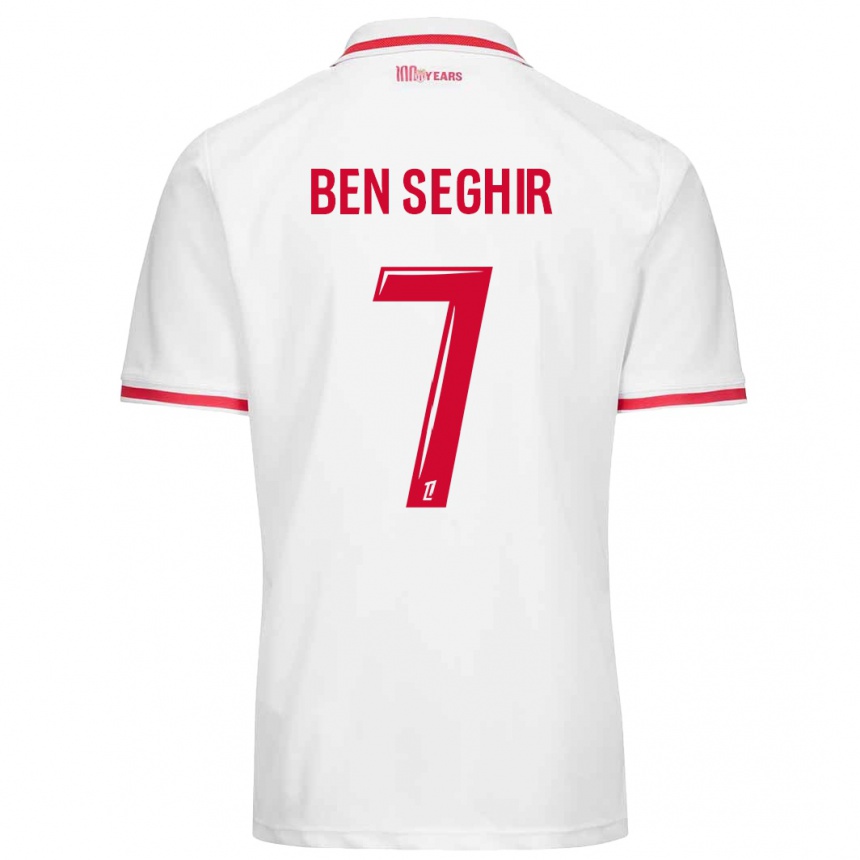 Women Football Eliesse Ben Seghir #7 White Red Home Jersey 2024/25 T-Shirt Nz