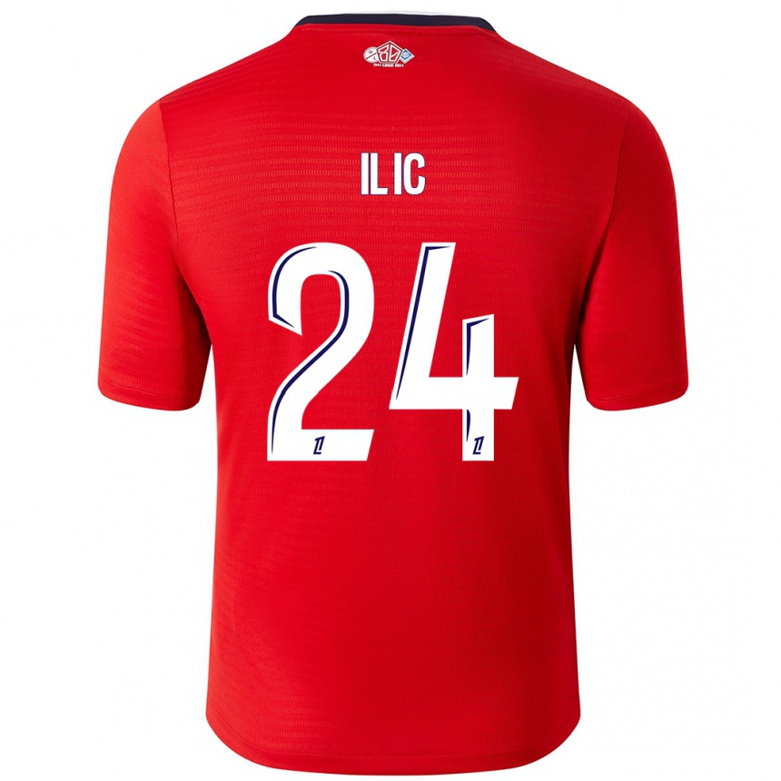 Women Football Andrej Ilic #24 Red White Home Jersey 2024/25 T-Shirt Nz