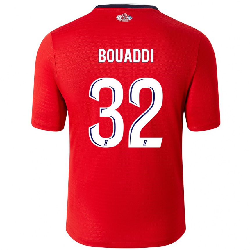 Women Football Ayyoub Bouaddi #32 Red White Home Jersey 2024/25 T-Shirt Nz