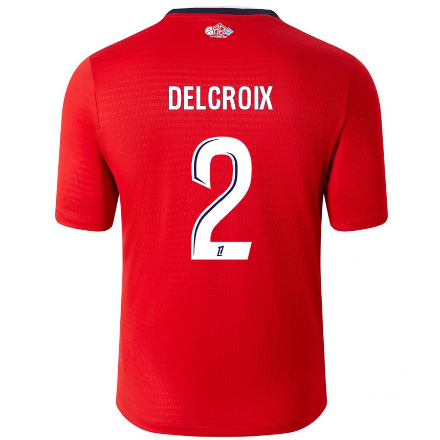 Women Football Céleste Delcroix #2 Red White Home Jersey 2024/25 T-Shirt Nz