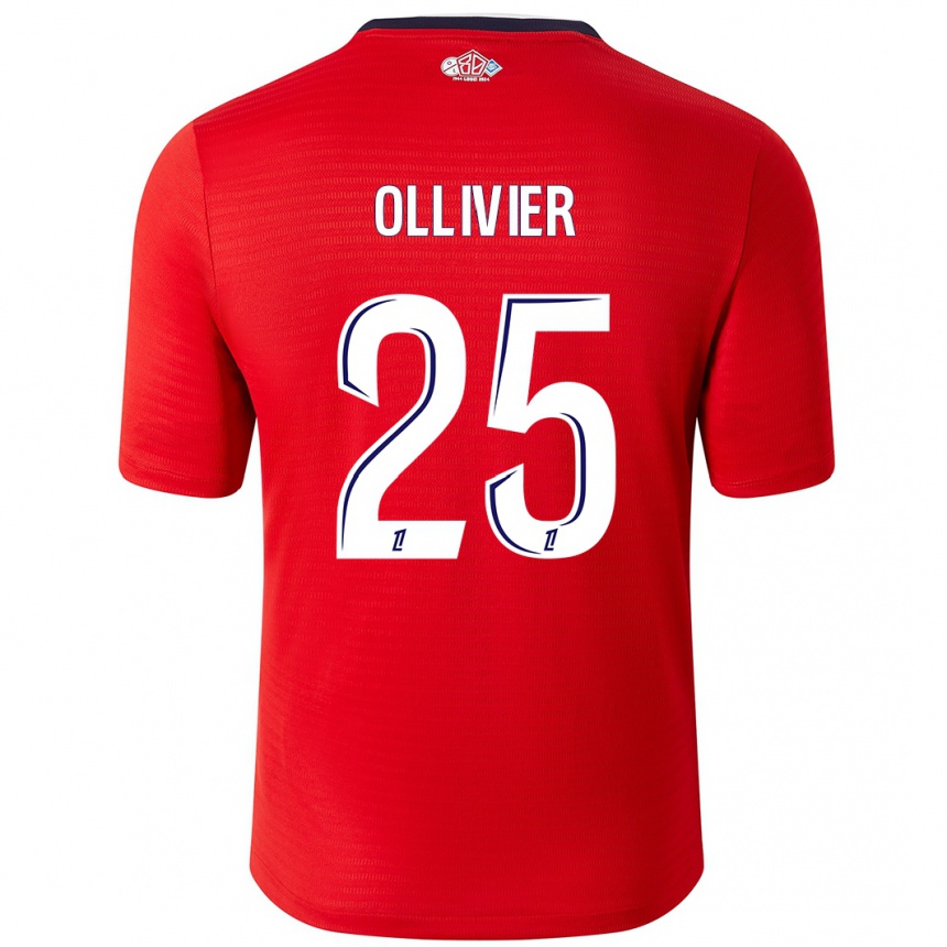 Women Football Agathe Ollivier #25 Red White Home Jersey 2024/25 T-Shirt Nz