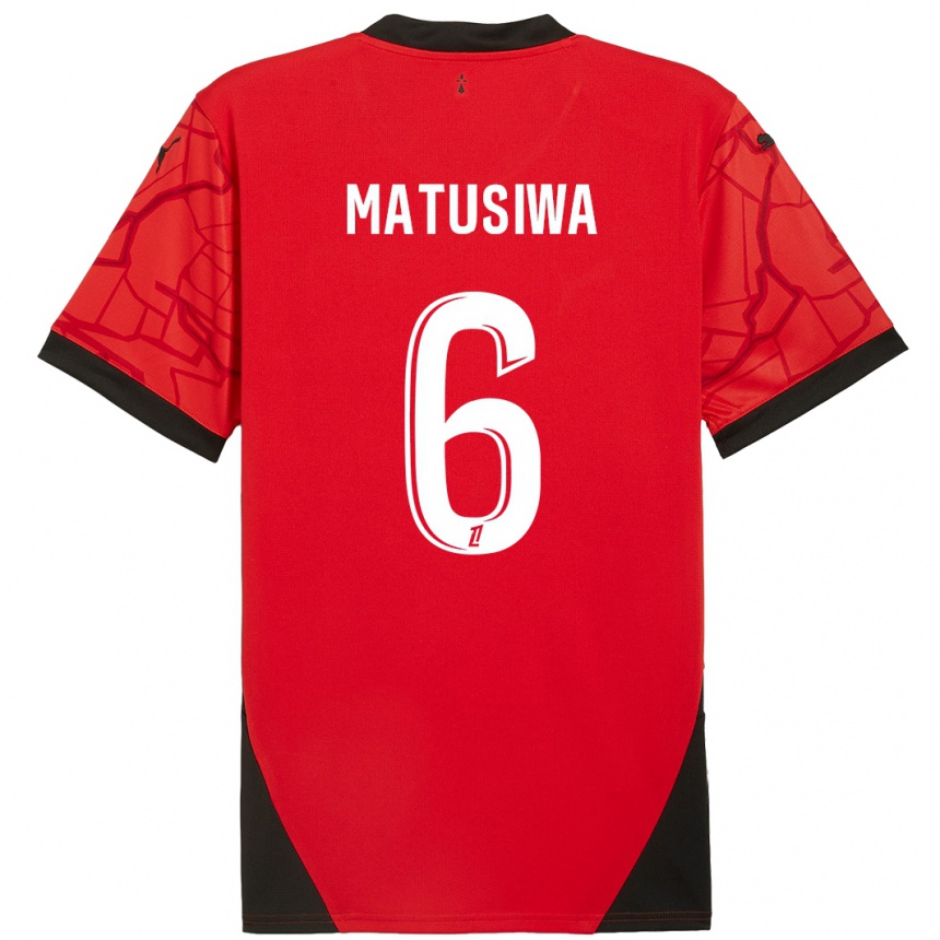 Women Football Azor Matusiwa #6 Red Black Home Jersey 2024/25 T-Shirt Nz