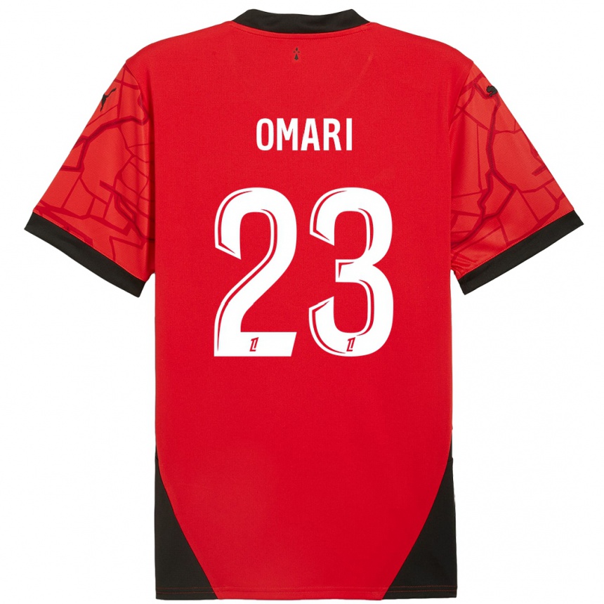 Women Football Warmed Omari #23 Red Black Home Jersey 2024/25 T-Shirt Nz