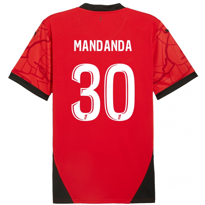 Women Football Steve Mandanda #30 Red Black Home Jersey 2024/25 T-Shirt Nz