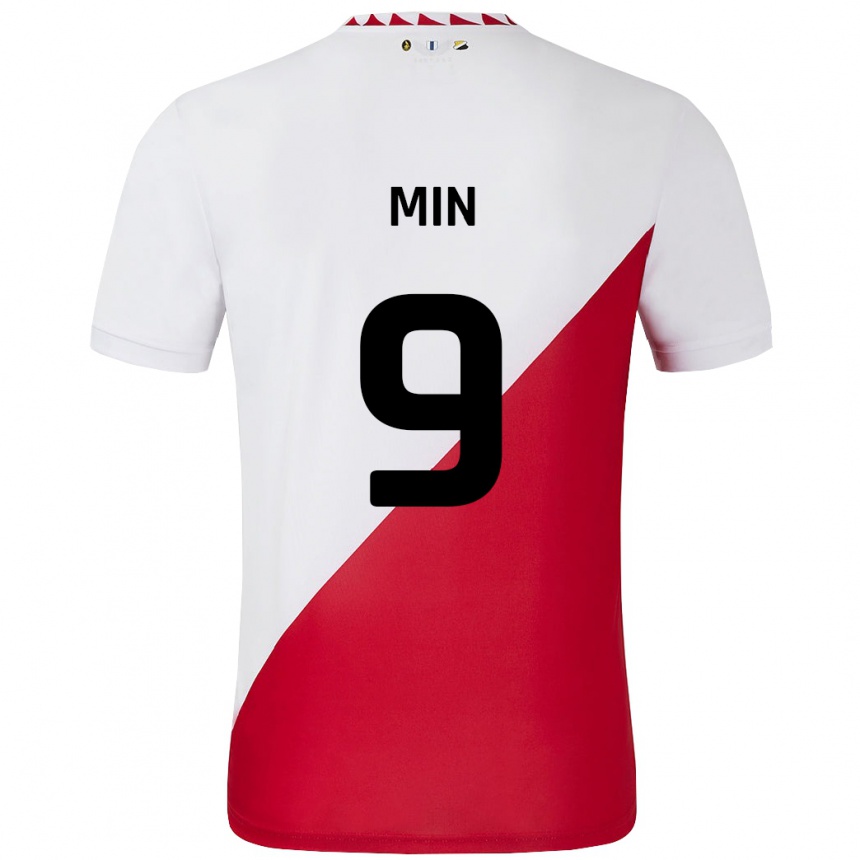 Women Football David Min #9 White Red Home Jersey 2024/25 T-Shirt Nz