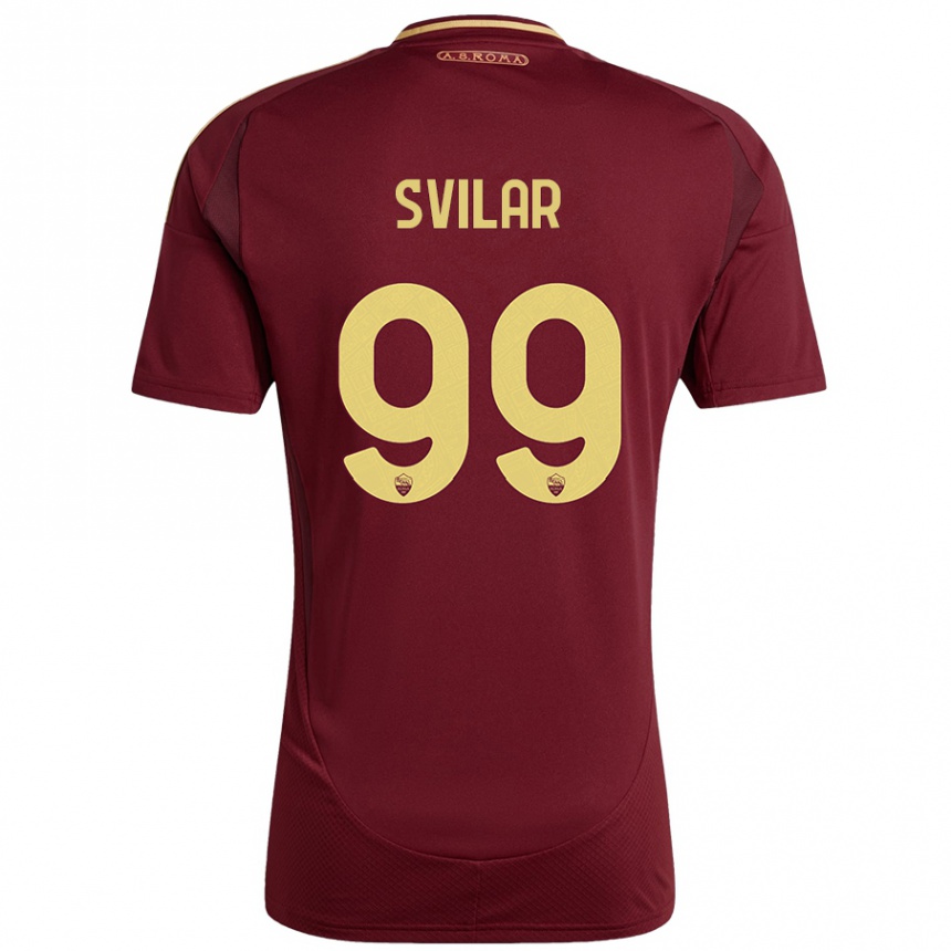 Women Football Mile Svilar #99 Red Brown Gold Home Jersey 2024/25 T-Shirt Nz