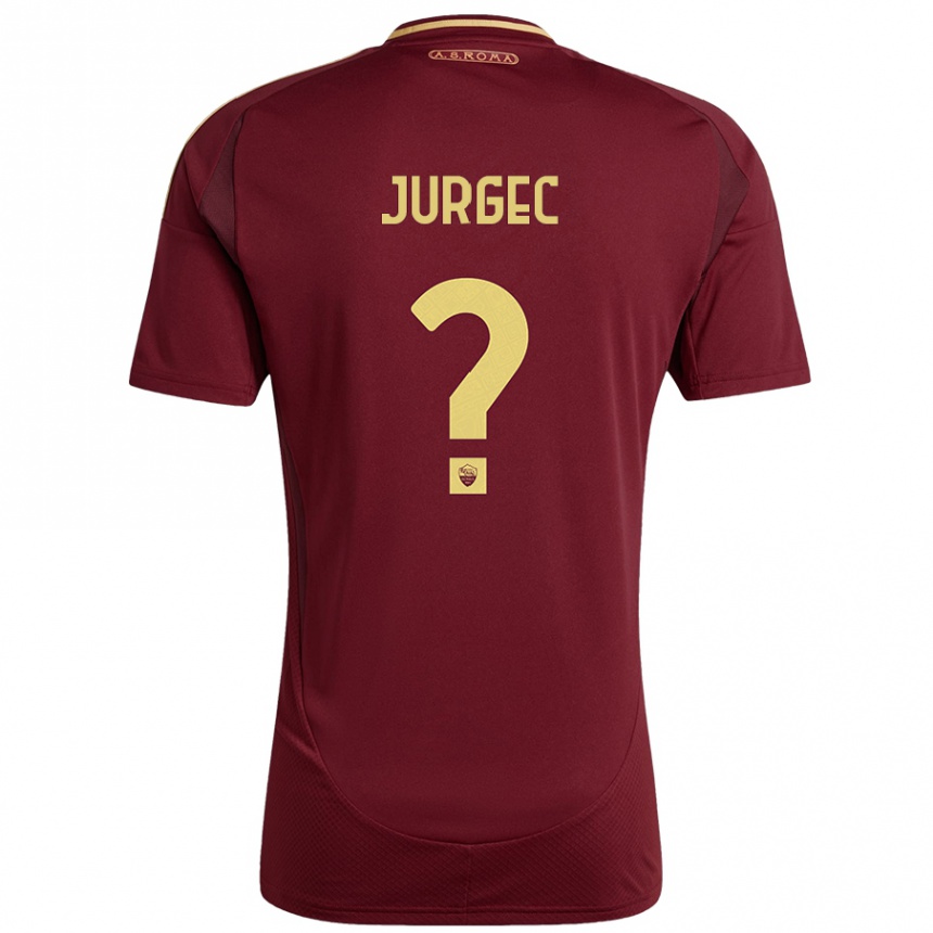 Women Football Jan Jurgec #0 Red Brown Gold Home Jersey 2024/25 T-Shirt Nz