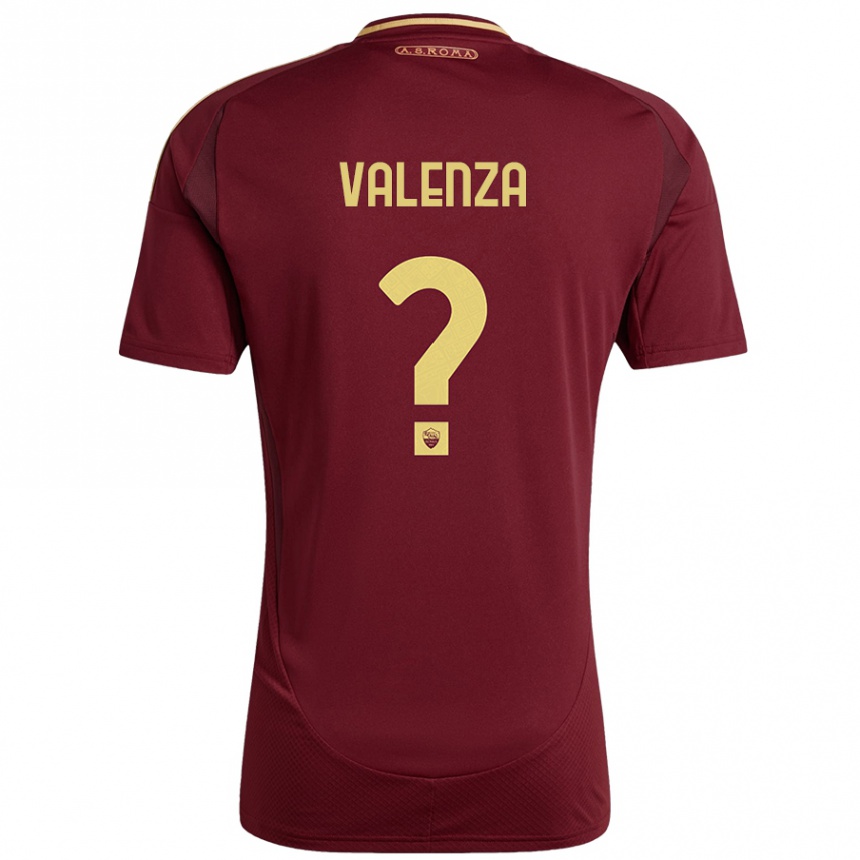 Women Football Salvatore Valenza #0 Red Brown Gold Home Jersey 2024/25 T-Shirt Nz