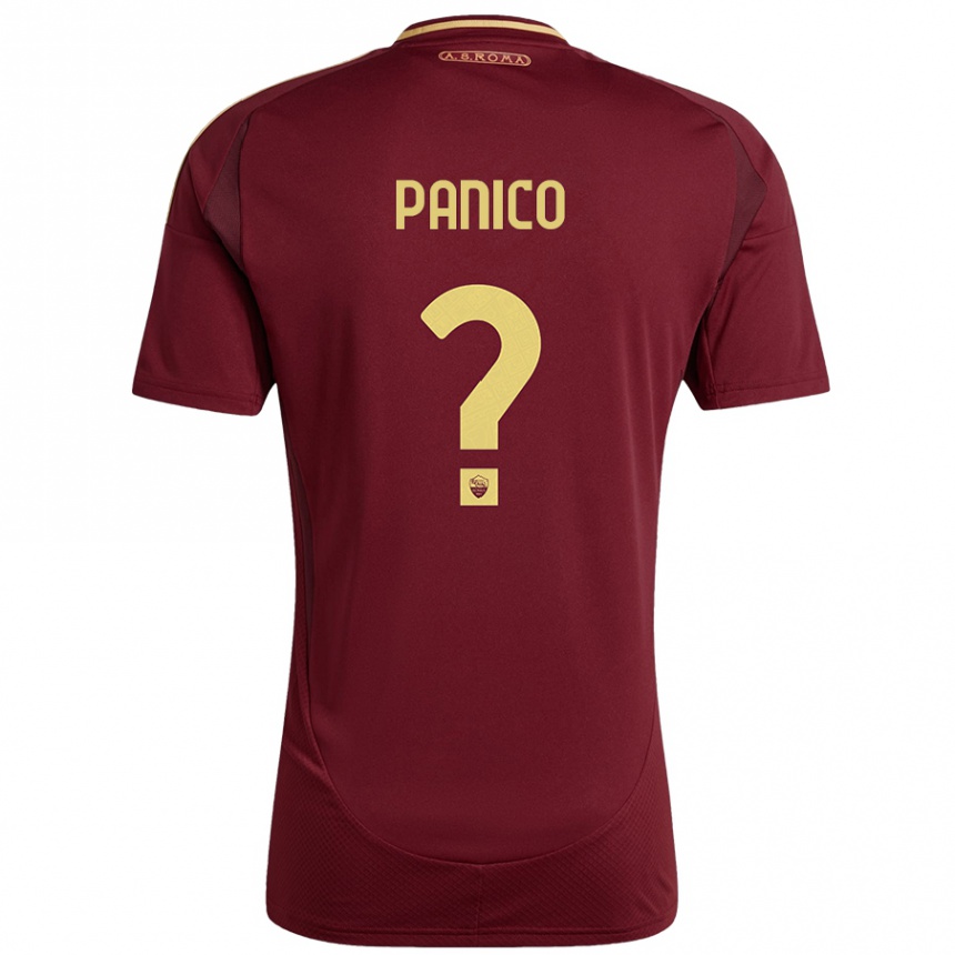 Women Football Francesco Panico #0 Red Brown Gold Home Jersey 2024/25 T-Shirt Nz