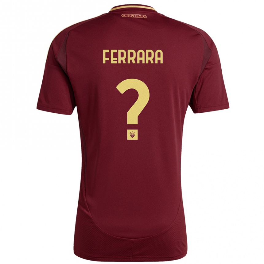 Women Football Francesco Ferrara #0 Red Brown Gold Home Jersey 2024/25 T-Shirt Nz